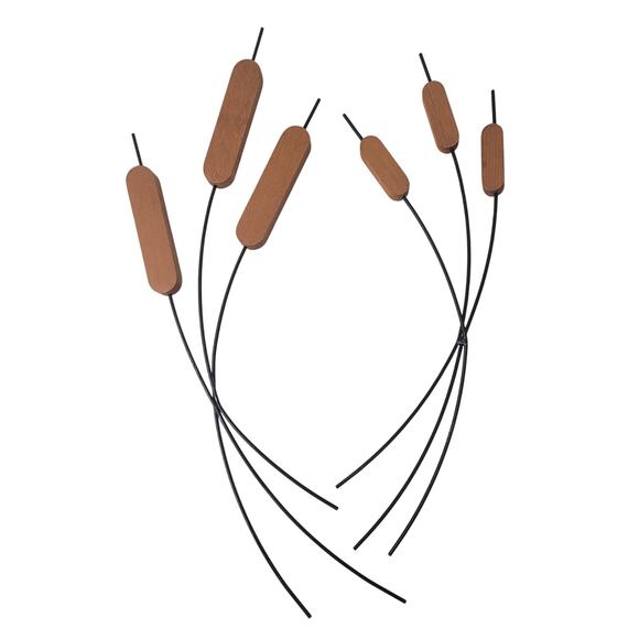 Wooden Cattails Stems Floral Picks Wall Art MCM Rustic Decor Swamp Country Decor - Picture 1 of 6